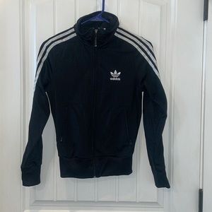 Adidas Jacket, Size XS, Black with White stripes